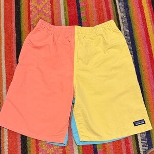 Patagonia Kids Colorblock Shorts - Pink and Yellow